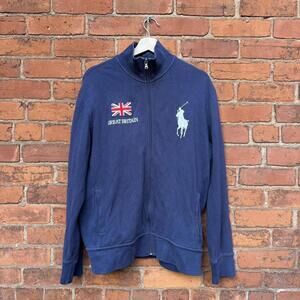 Vintage Polo Ralph Lauren Great Britain big pony zip up sweatshirt 90s L